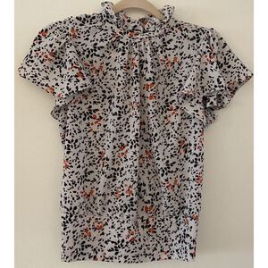 Roommates Floral Petal Sleeve Cinched High Collar Blouse Top Women's Sz S​
